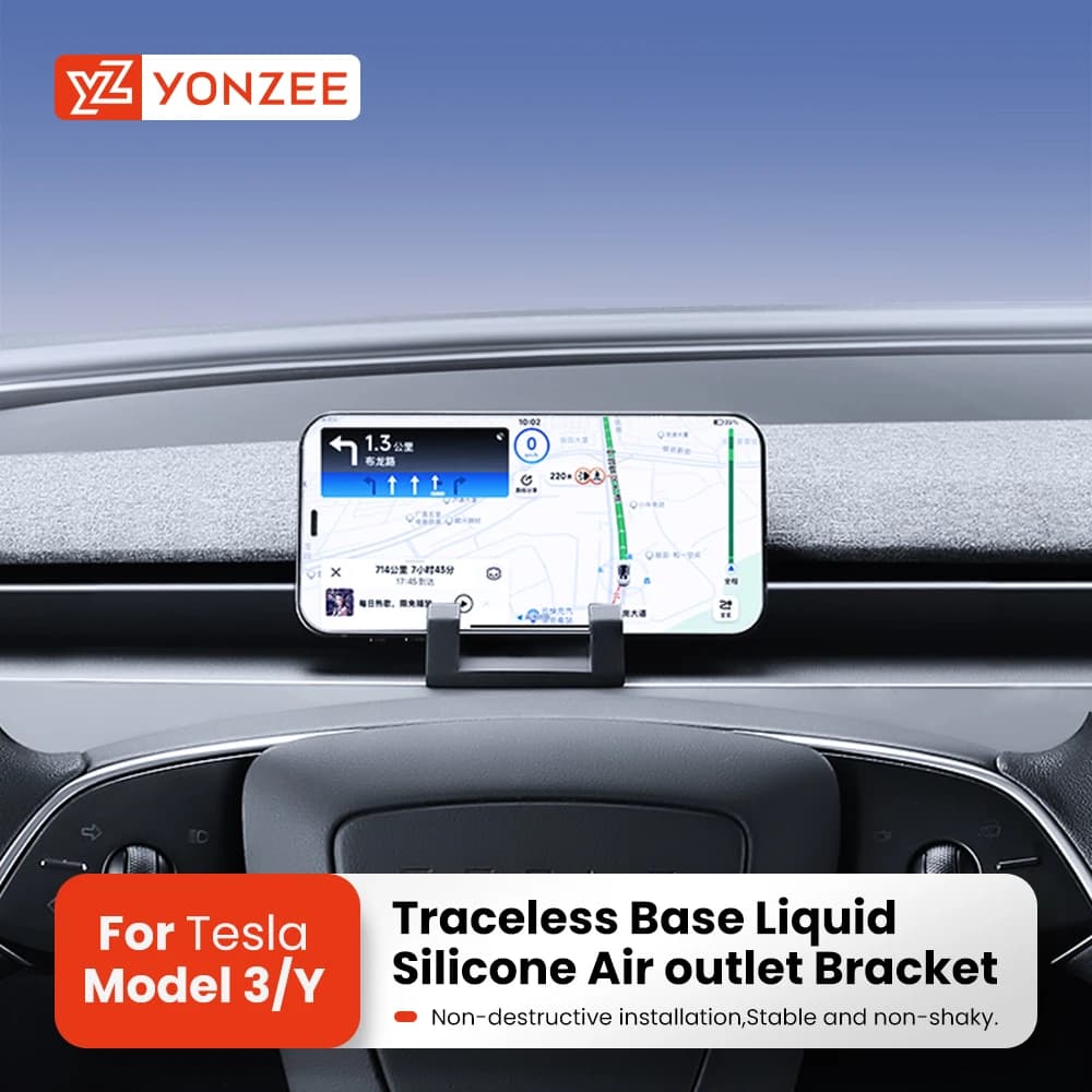 YZ For Tesla Model 3/Y Highland Juniper Traceless Phone Support Air Vent Support for Auto Hands Free Phone Mobile Phone Automobile Clamp