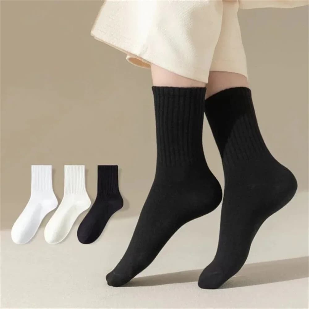 New Women's Cotton Socks Solid Color Casual High Tube Long Socks Korean Japanese Style Autumn Winter Pure Color Crew Socks