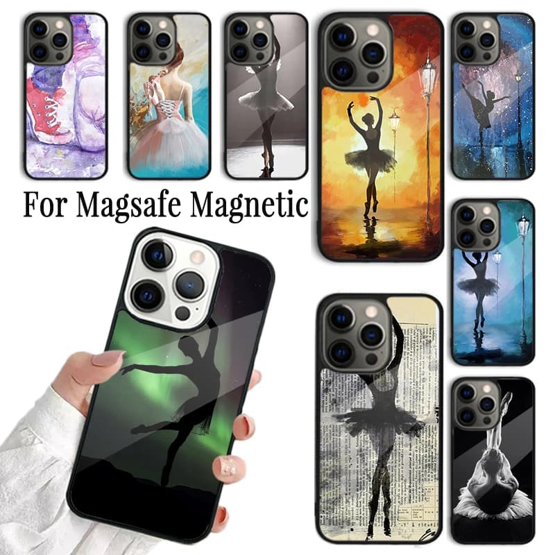 Cover per iPhone con Ballerina Danzante per iPhone 17 AIR 16 15 14 13 12 11 Pro Max Plus, Custodia Magnetica Wireless Magsafe