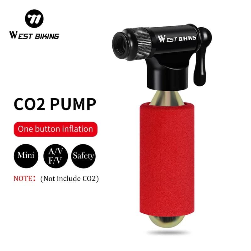 Gonfiatore per pneumatici da bici CO2 WEST BIKING con controllo dell'inflazione 0-90 ° Guaina Antigelo per Valvole Schrader e Presta per Bici da MTB e da Strada