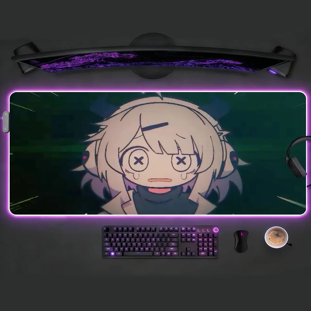 Tappetino per mouse RGB LED antiscivolo Game Y-Yunyun S-Syndrome, accessori da gaming in gomma, tappetino da scrivania grande XXL per computer e tastiera