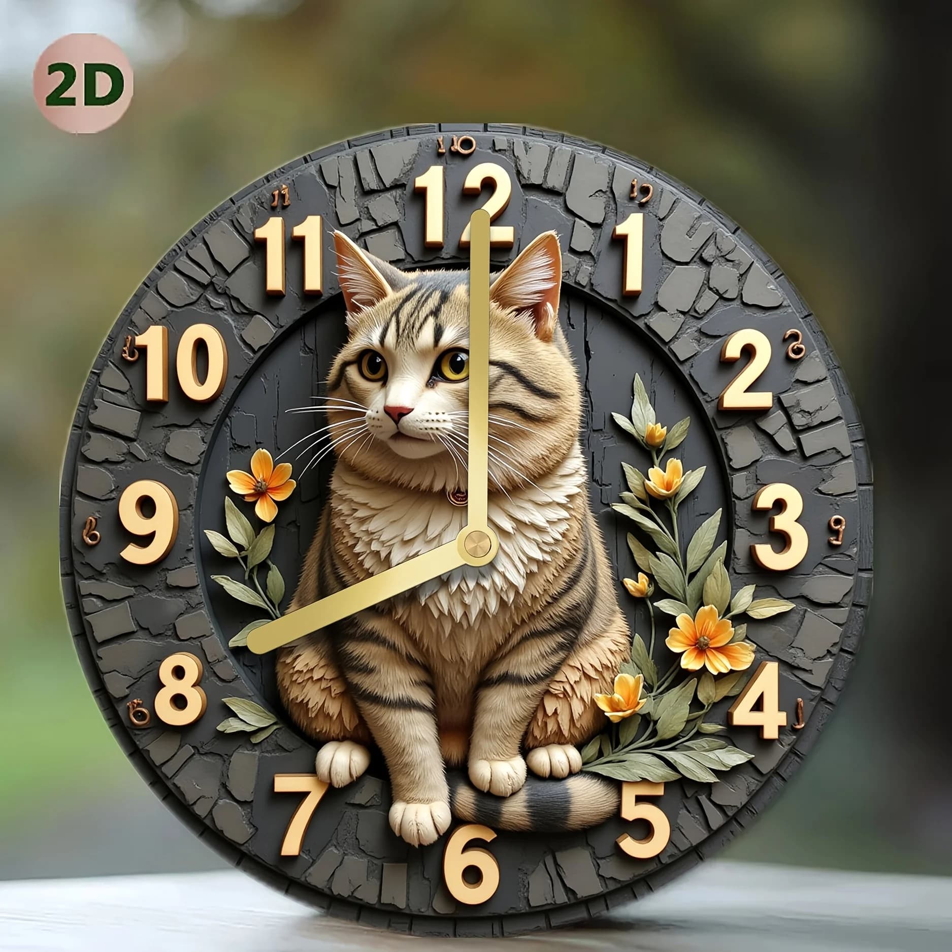 [2D Flat] 1pc 20.32x20.32 cm Silent Wall Clock with 2D Cat Design - Aluminum Metal, DIY Assembly, High-Definition Print, Decorat