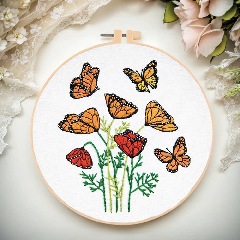 Kit per Ricamo a Punto Croce con Farfalle e Animali, Fiori, Fai-da-Te, Adatto per Principianti, Decorazione per Soggiorno e Casa