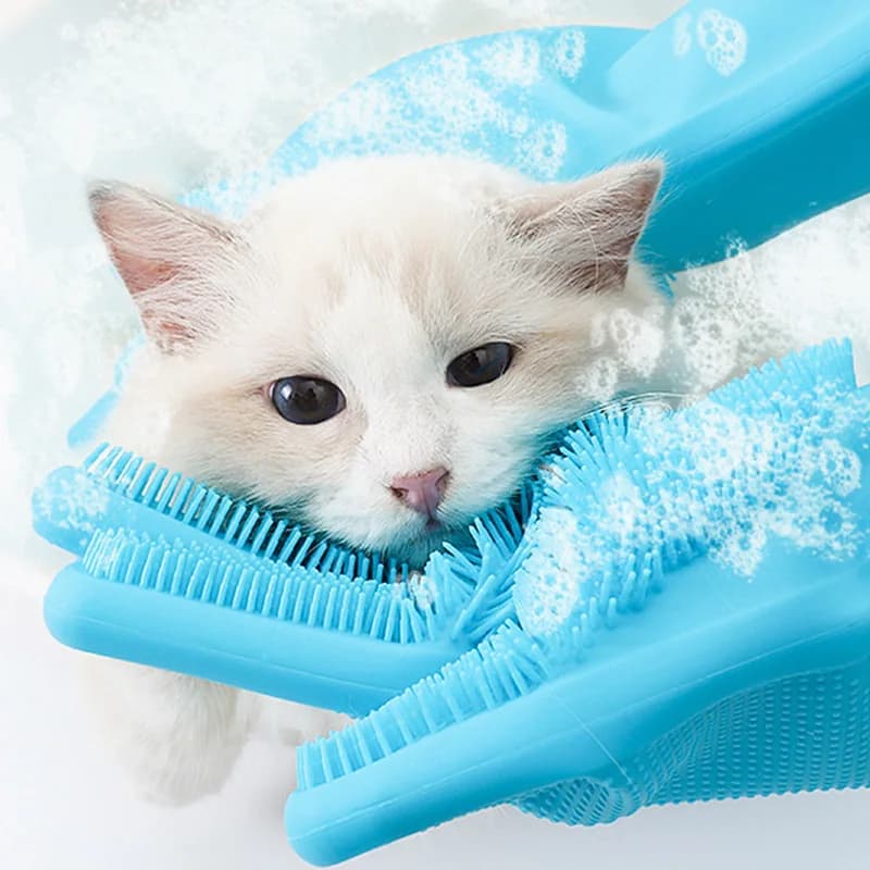 Guanti per toelettatura animali domestici Gatto per cani Guanto per pulizia da bagno Shampoo Scrubber Magico Detergente per piatti Spugna Guanto per depilazione in silicone