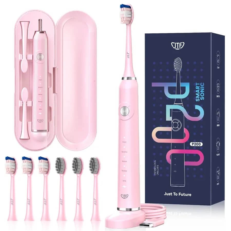 Sonic Electric Toothbrush for Adults and with Travel Case and 6 Brush Heads 5 Modes 40000 VPM Rechargeable Power Toothbrush wit