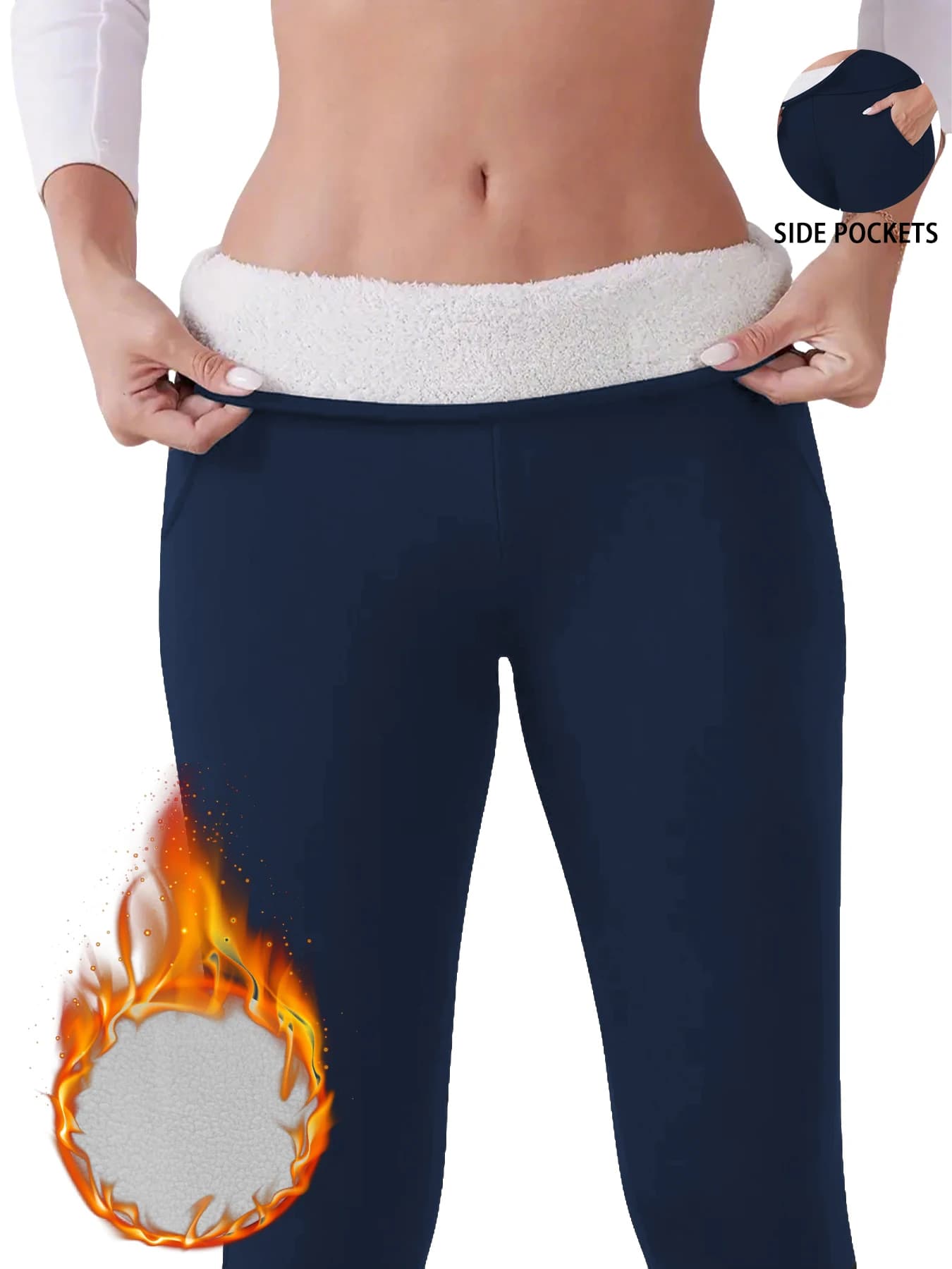 Leggings termici invernali con tasche e controllo della pancia Il design da donna foderato in pile a vita alta fornisce calore per la stagione fredda