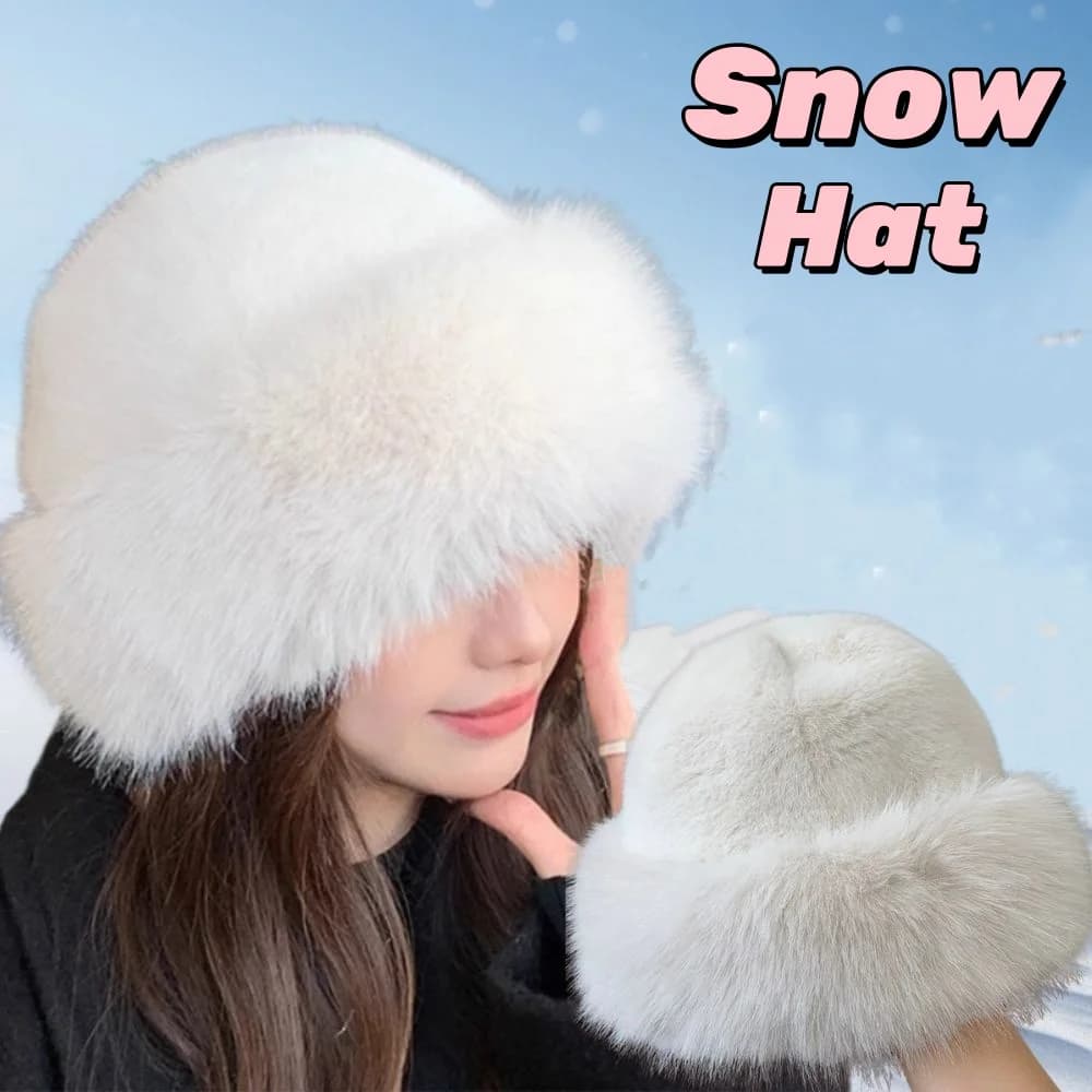 Women's Fashion Fur Soft Fisherman's Hat for Men Winter Warm White Pew Hat Panama Hat for Cold Snow Day Ear Protection Hats Gifts