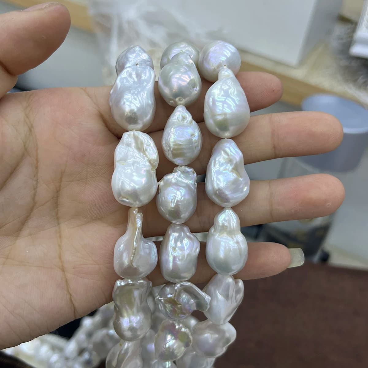 Perle Barocche Naturali d'Acqua Dolce 5A a Coda di Pesce 16x17mm-18x30mm per Creazione Gioielli Fai da Te Collana Bracciale Accessorio Matrimonio