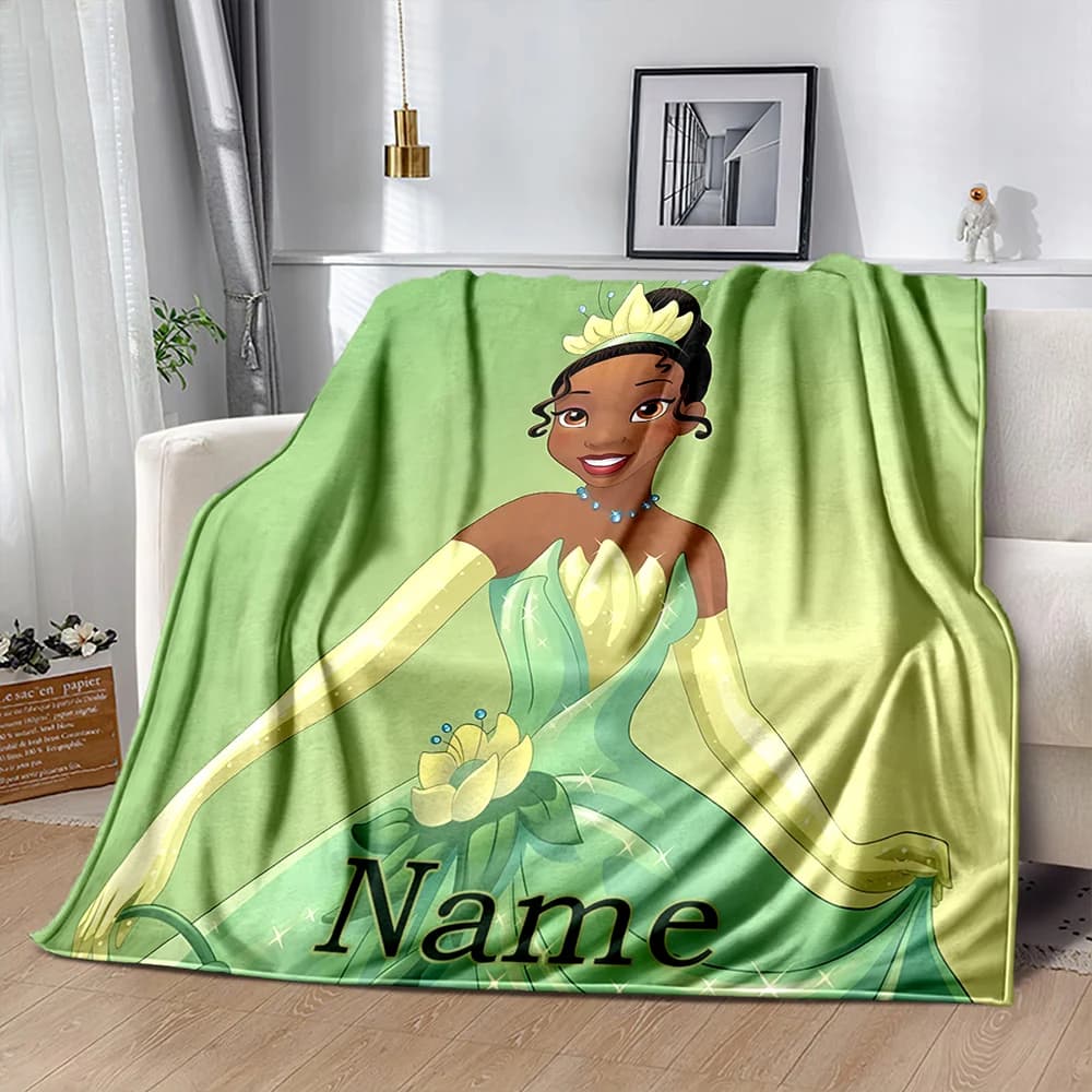 Le fiabe si scatenano! Coperta ultra morbida personalizzata con nome della principessa e del ranaletto Tiana, regalo per bambini e ragazze, regalo Potdemiel