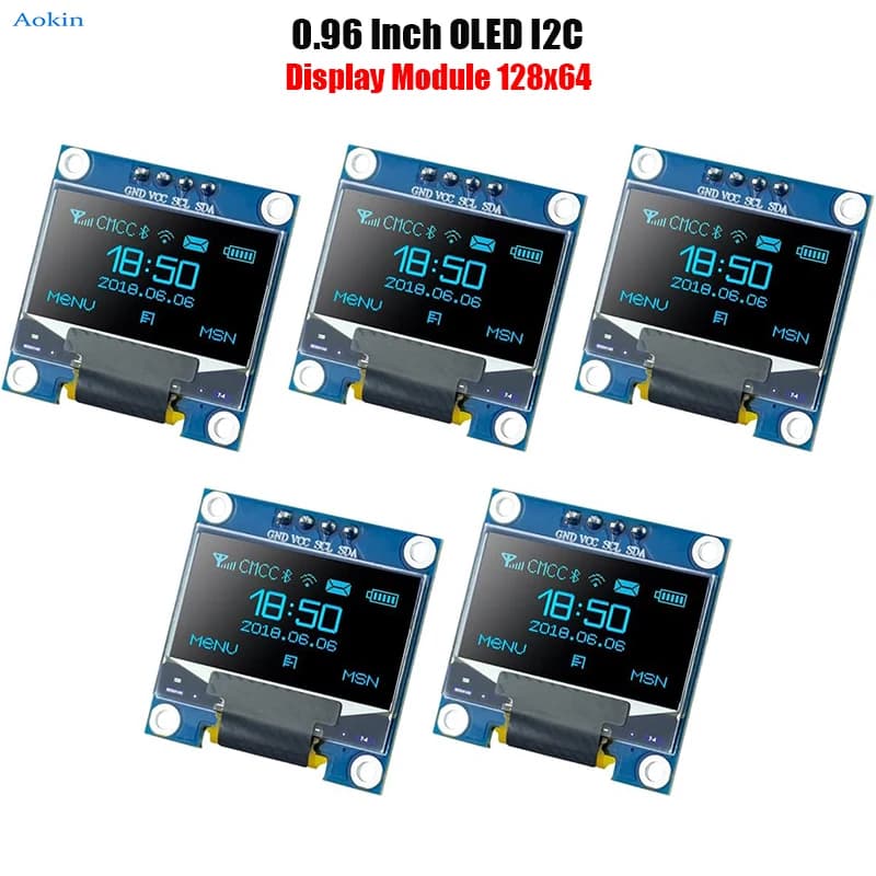 OLED I2C IIC Display Module from 0,96" 12864 128x64 pixels SSD1306 Mini self-lubricated OLED screen with Arduino Raspberry Pi