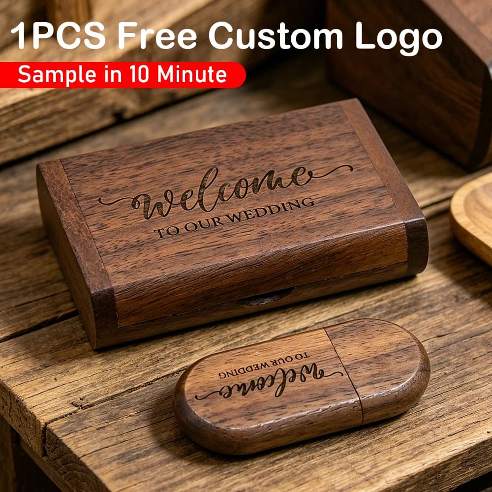 Chiavetta USB 3.0 Personalizzabile con Logo Gratuito, Memoria Flash 128GB, Regalo di Nozze, Penna USB in Legno 64GB, Scatola Flip 32GB, Disco U 16GB