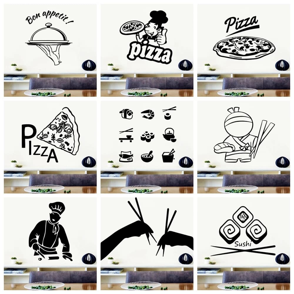 1 pc adesivi murali creativi per pizza adesivo di moda moderno per soggiorno carta da parati impermeabile per bambini