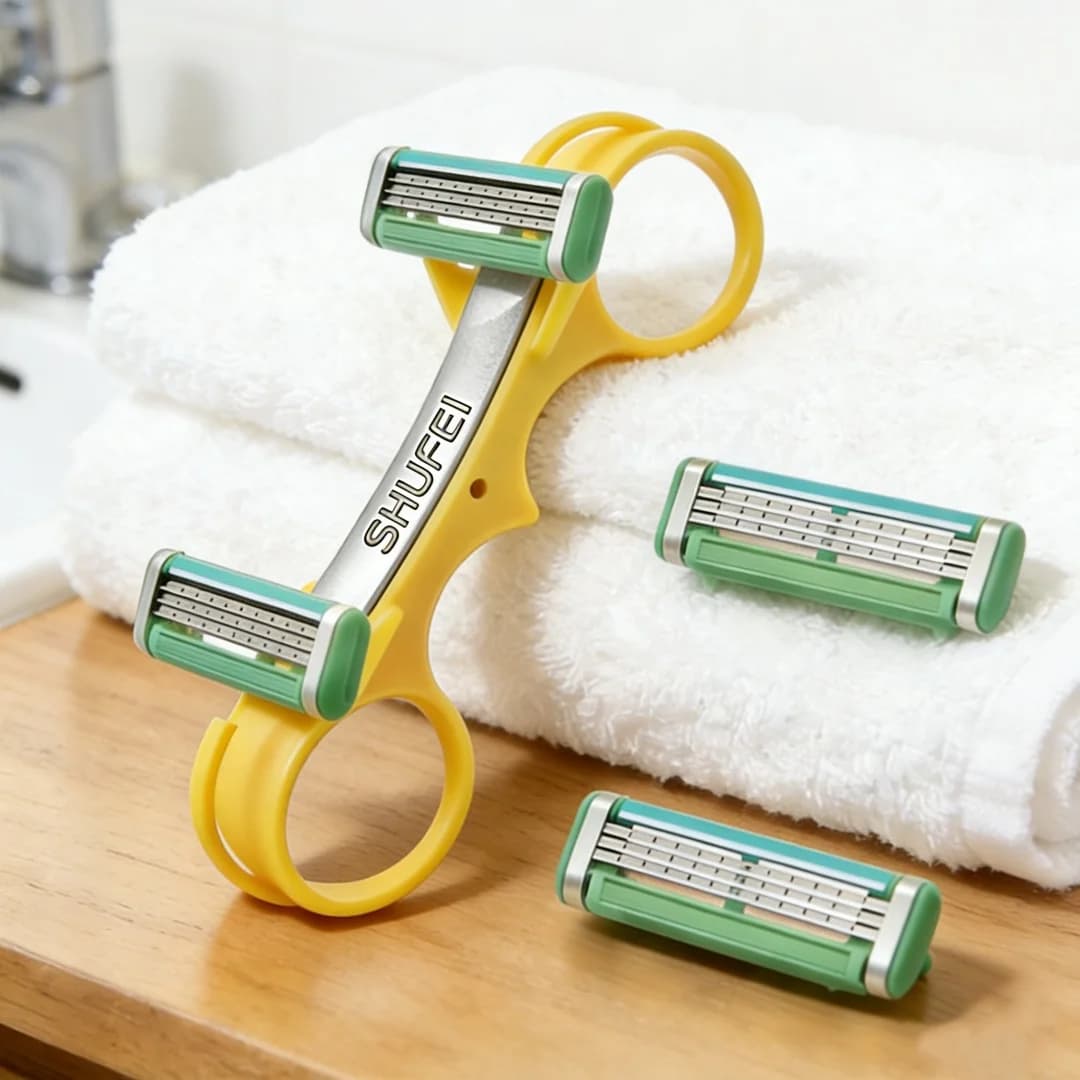 Rasoio di sicurezza a doppia lama per la testa, strumento per la rasatura della barba, trimmer manuale per uomo, per pelli sensibili, uso a secco o bagnato, per doccia quotidiana e viaggi