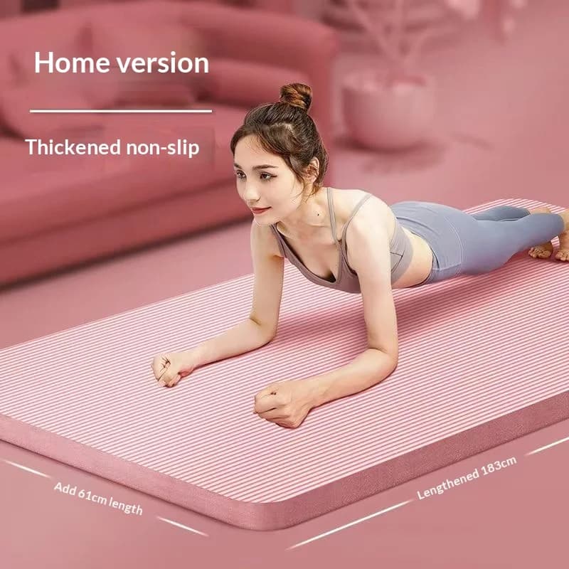 Extra thick non-slip yoga mat, cushioning, extra wide, for pilates, fitness, workout, home gym, woman, man, ecological, pink