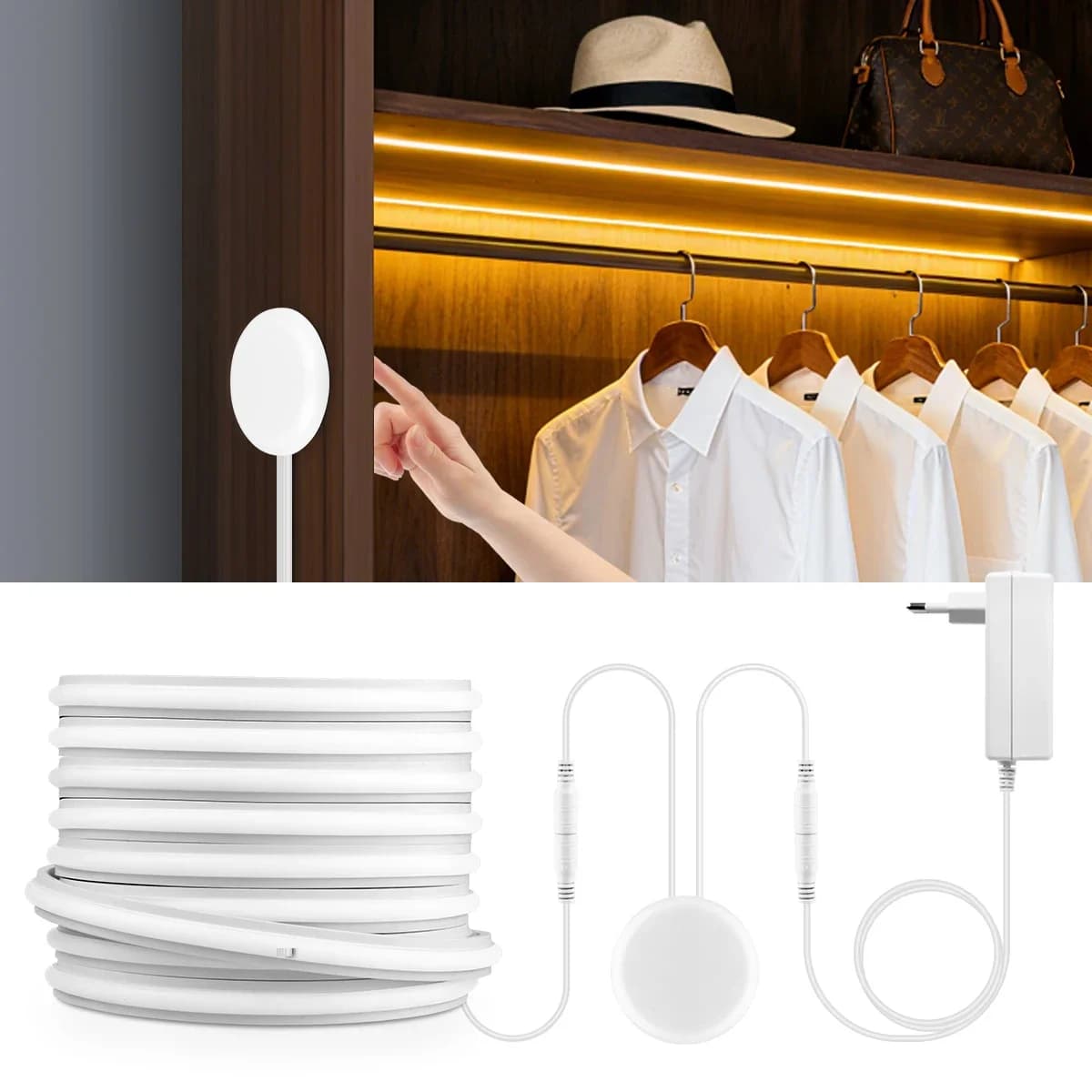 Tubo in gel di silicone puro con luce di striscia LED al neon COB solido 24V con touch dimmerabile e sensore di spazzamento manuale Scheda da 25 mm Penetrabile