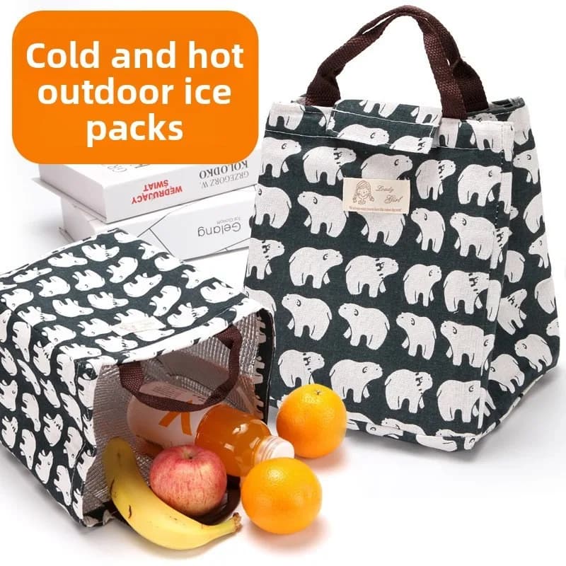 Borsa Termica Portatile da Donna per il Pranzo, Borsa Frigo Impermeabile per Alimenti con Copertura per Contenitore Pranzo, Borsa a Mano Casual