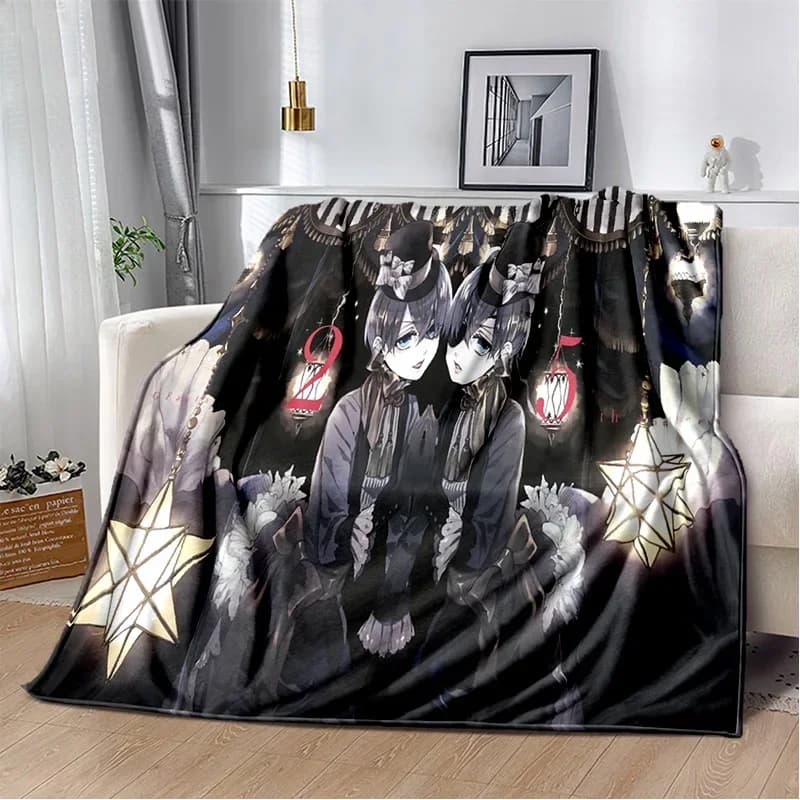 Coperta 3D Anime Black Butler Cartoon, morbida coperta da tiro per la casa, camera da letto, divano letto, picnic, viaggio, ufficio, riposo, coperta per bambini