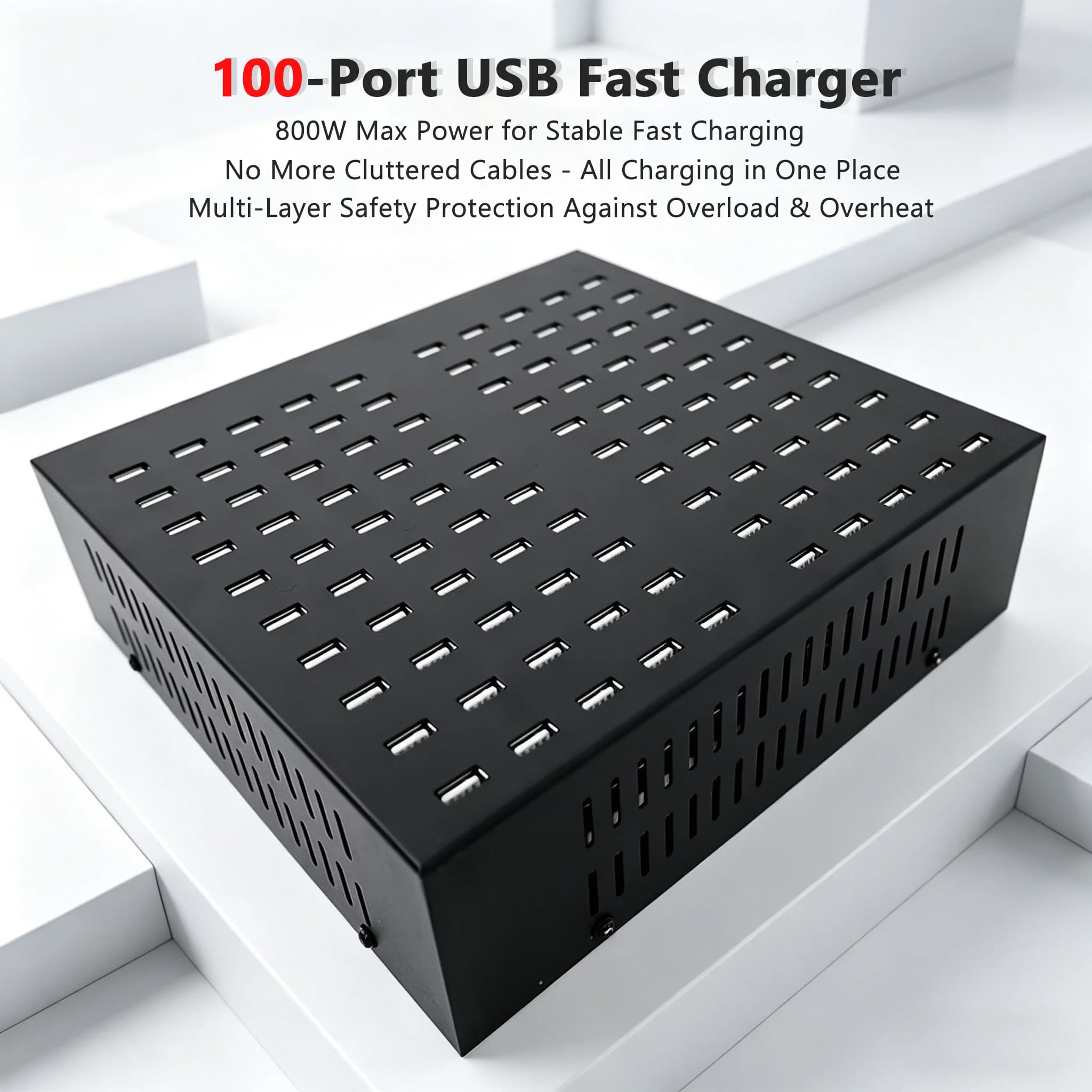 Caricatore USB da 800W con 100 porte e display per Android e iPhone, adattatore multifunzione, stazione di ricarica HUB, dock, presa per Phone Farm