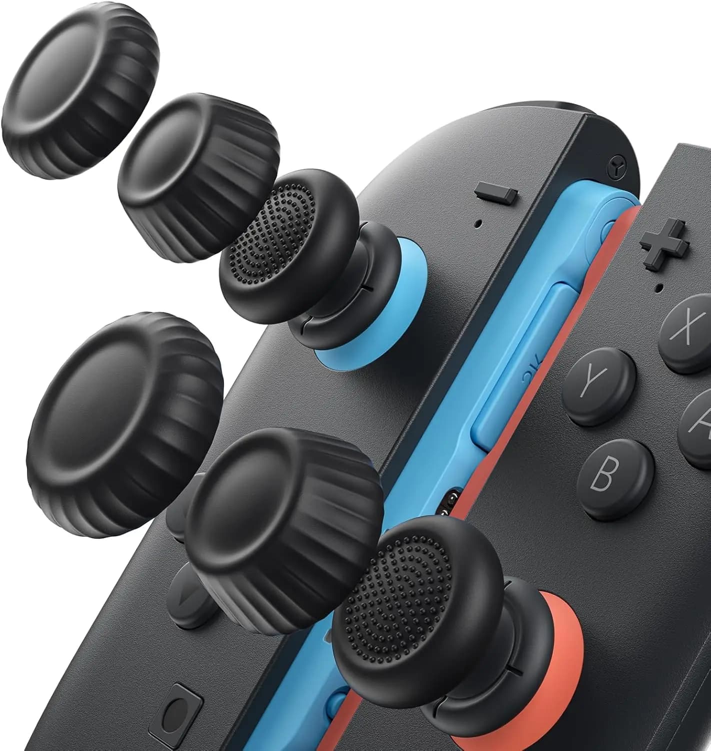 JSAUX Thumb Grips per Nintendo Switch 2 (2025), Copri-Stick per Joy-Con, Copri-Pulsanti - Nero, 3 Paia (6 Pezzi)