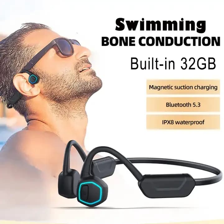 5.3 Wireless Bluetooth Headphones for IPX8 swim with earphones with 32GB ear hook for corporate sports MP3 player