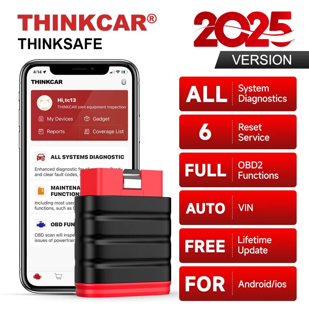 Thinkcar Thinksafe OBD2 Scanner Bluetooth Bidirezionale ABS Olio 6 Reset Lettore di codici per auto Tutto il sistema OBD 2 Strumento diagnostico automatico