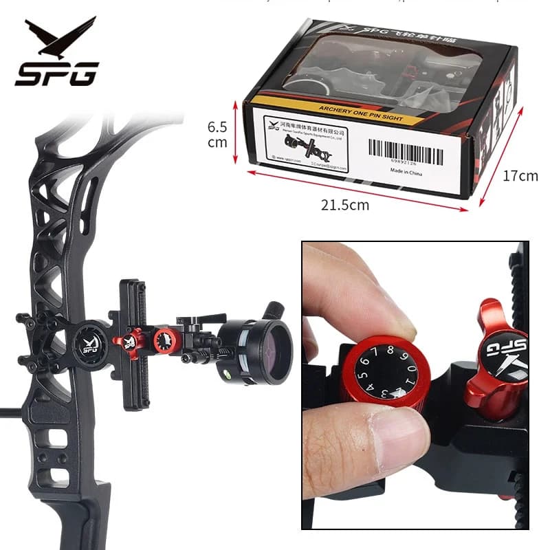 Mirino per arco composto per tiro con l'arco SPG Mirino per arco a perno singolo Regolabile rapido e smorzamento automatico per accessori da caccia