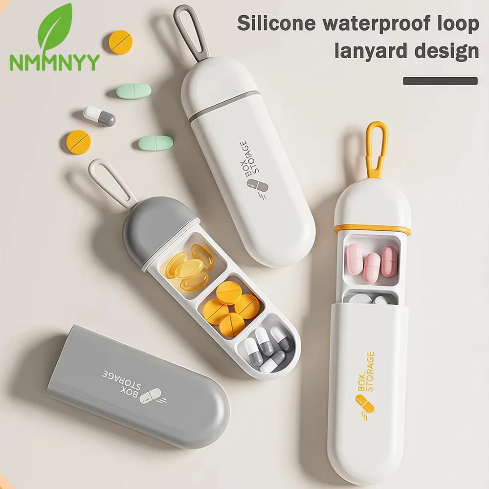 Portable 1/2 Piece Organizer, Mini Pills Box, Small Case for Pills, Organizer for Travel Medicines, Vitamin Supplement Pocket, Fish Oil Box