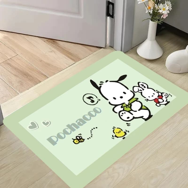 Entrance Door Mat Light Green Dog Rug Cute Anime Puppy Duck Rectangle Carpet Welcome Front Porch Kitchen Floor Mat Decoration