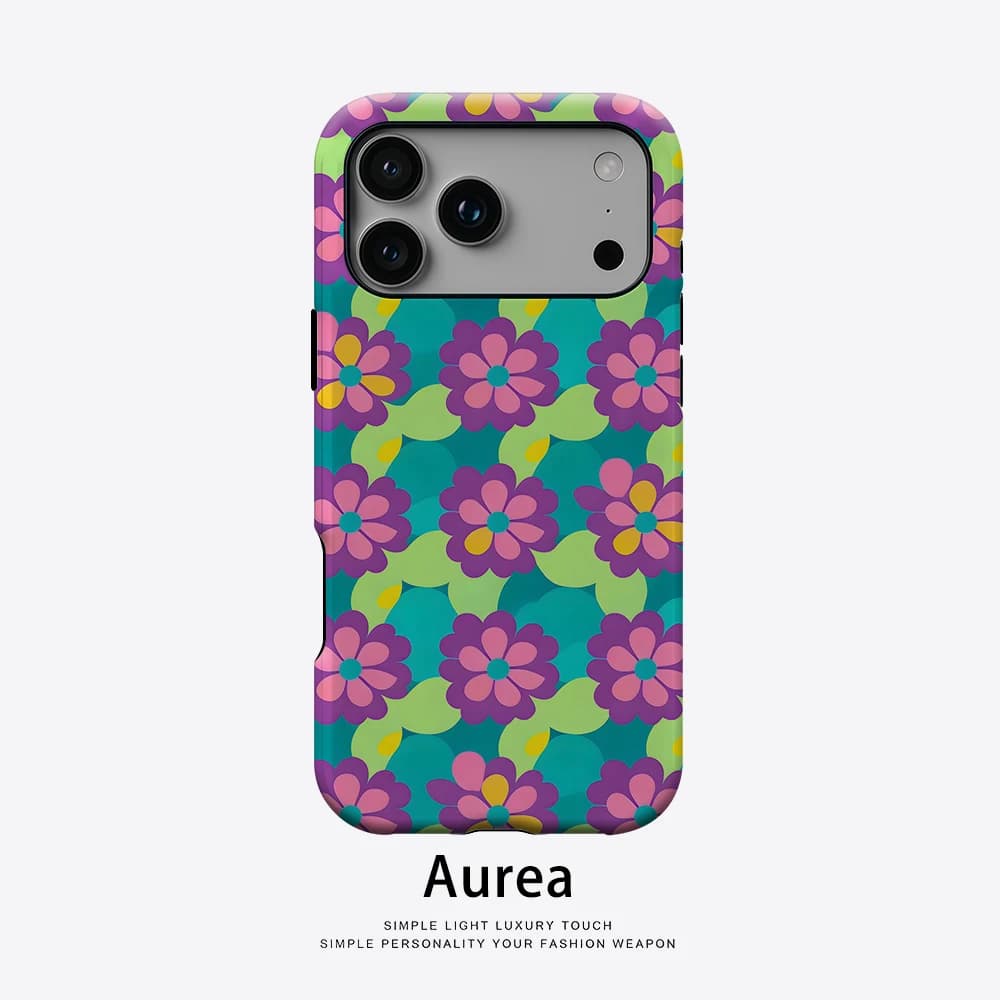 Aurea case Matte Bumper For Magsafe Case For iPhone 17 16 15 14 Plus 13 Pro Max Shockproof Hard PC Retro Floral Cover