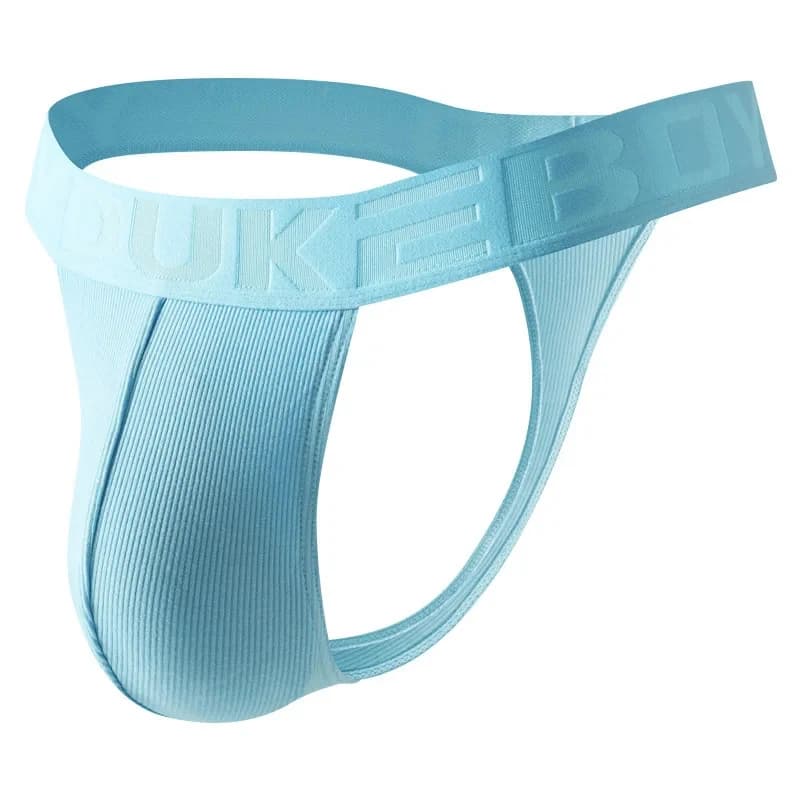 Slip perizoma da uomo sexy, morbido a costine, traspirante, con tasca frontale, slip bikini maschili con fascia larga