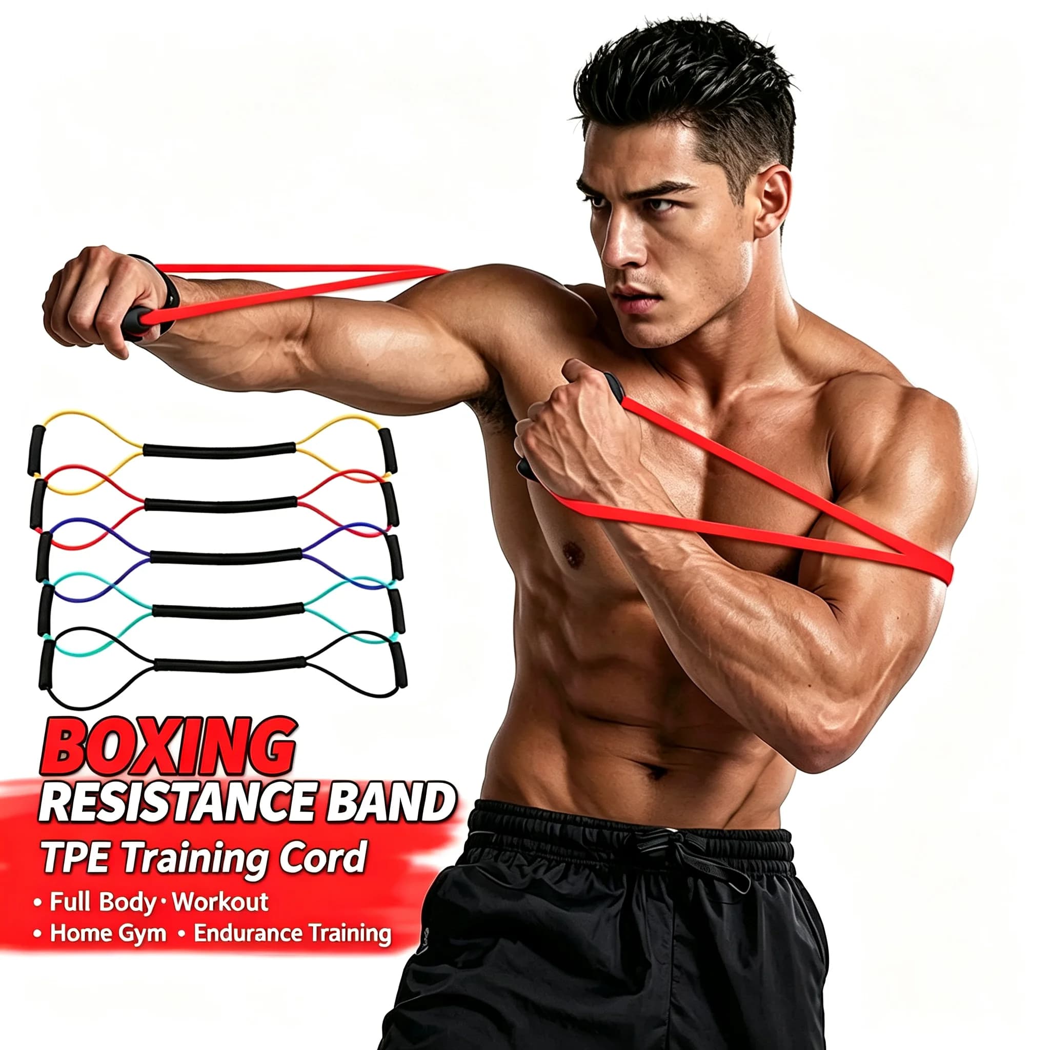 8 Shape Resistance Bands Foam Handle Elastic Pull Rope Portable Fitness Equipment Arm Boxing Training Gym Exercise Stretch Bands