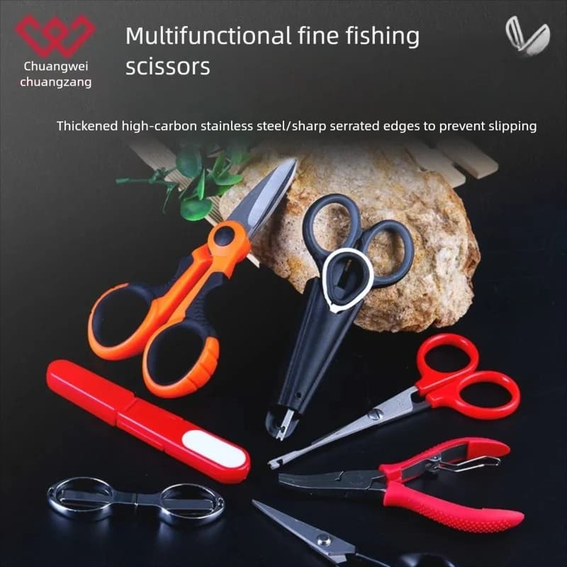 TRUVEX Portable Foldable Fishing Scissors Stainless Steel ABS Handle Lead Sheet Braided PE Line Carp Tackle Box Fishing Scissors