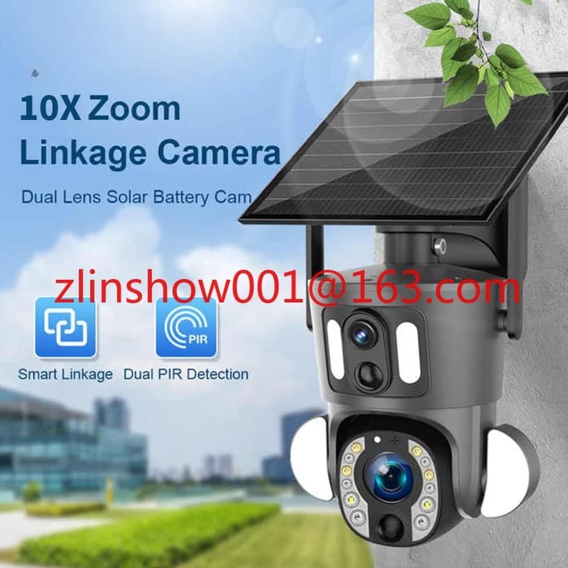Pannello solare 3K a doppia lente 9W Zoom ottico 50X App Ubox Doppia telecamera solare 4G con rilevamento umanoide PIR AI