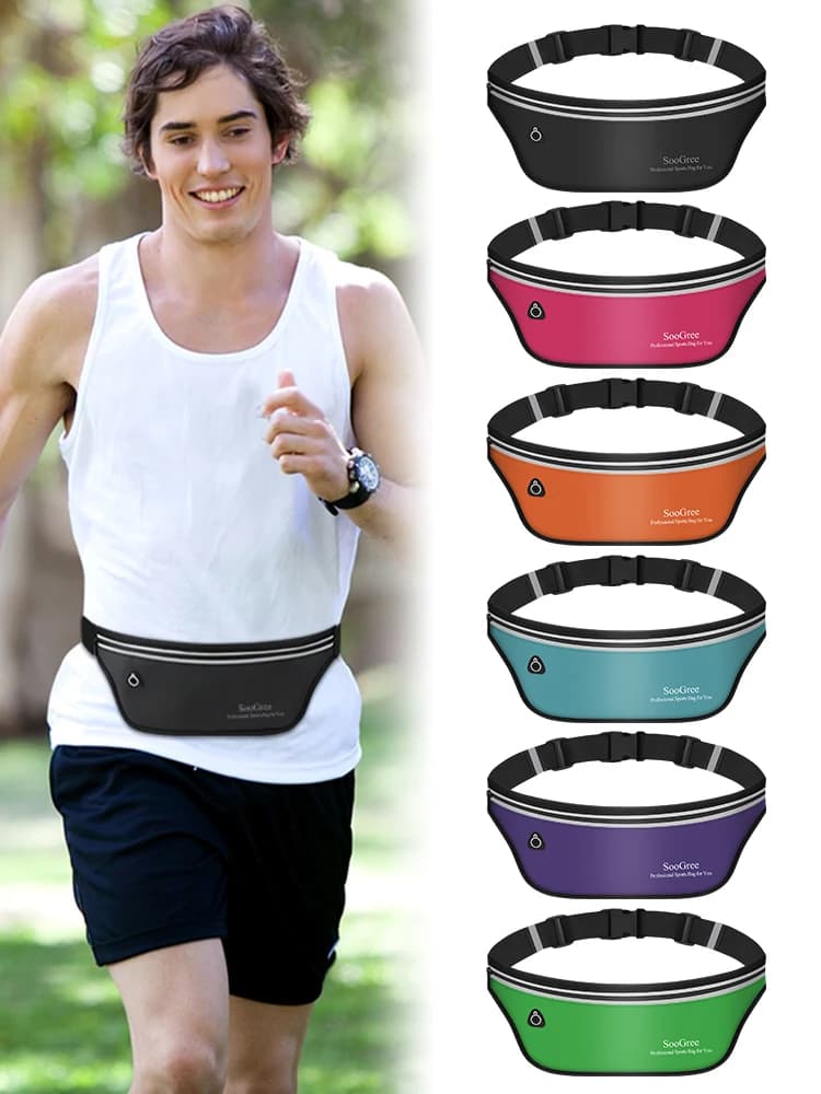SooGree UltraSlim Fanny Packs for Women Men Slim Running Belt Waist Pack Runners Bag Waterproof Money Belt