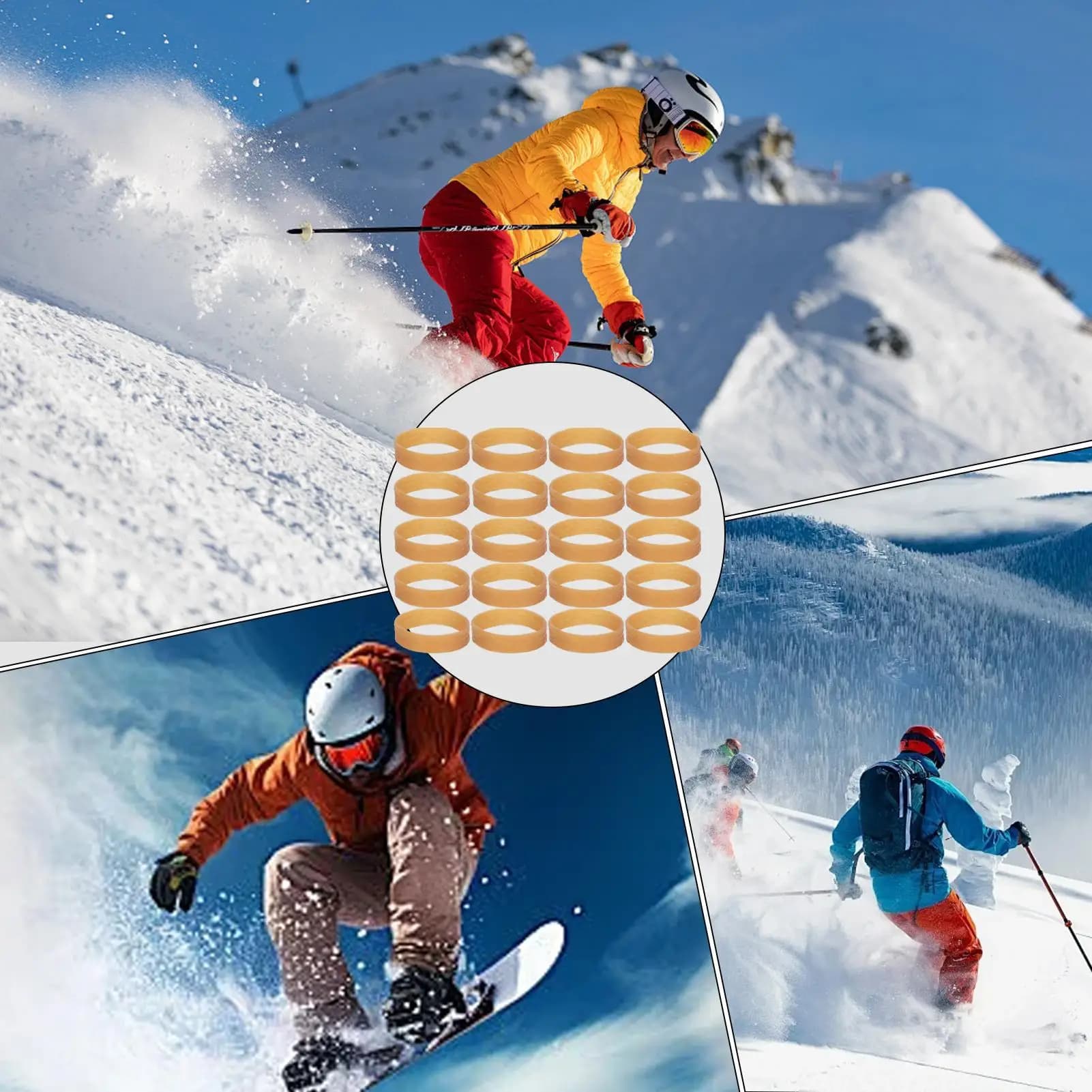 Fasce di fissaggio per freni da sci 20X Cinghie elastiche da sci Kit di accordatura per sci in gomma Cinghie di rilegatura per snowboard per sport all'aria aperta per una migliore sicurezza