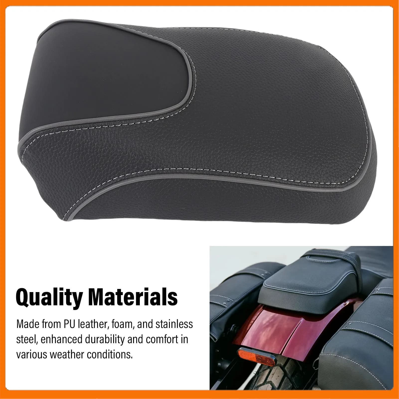 Cuscino per passeggero posteriore per moto in pelle PU Cuscino per sedile passeggero posteriore Sostituzione ergonomica per Indian Super 2025 per moto