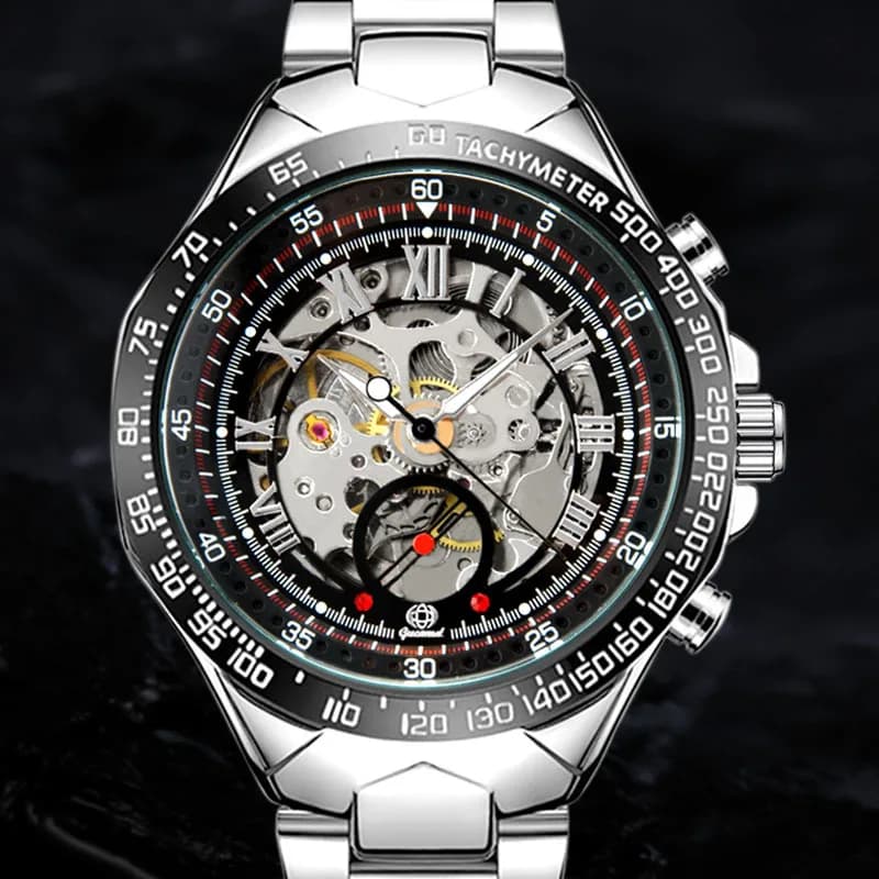 Scheletro orologi meccanici automatici per uomo Top Brand Luxury cinturino in acciaio inossidabile orologi da polso meccanici Relogio Masculino