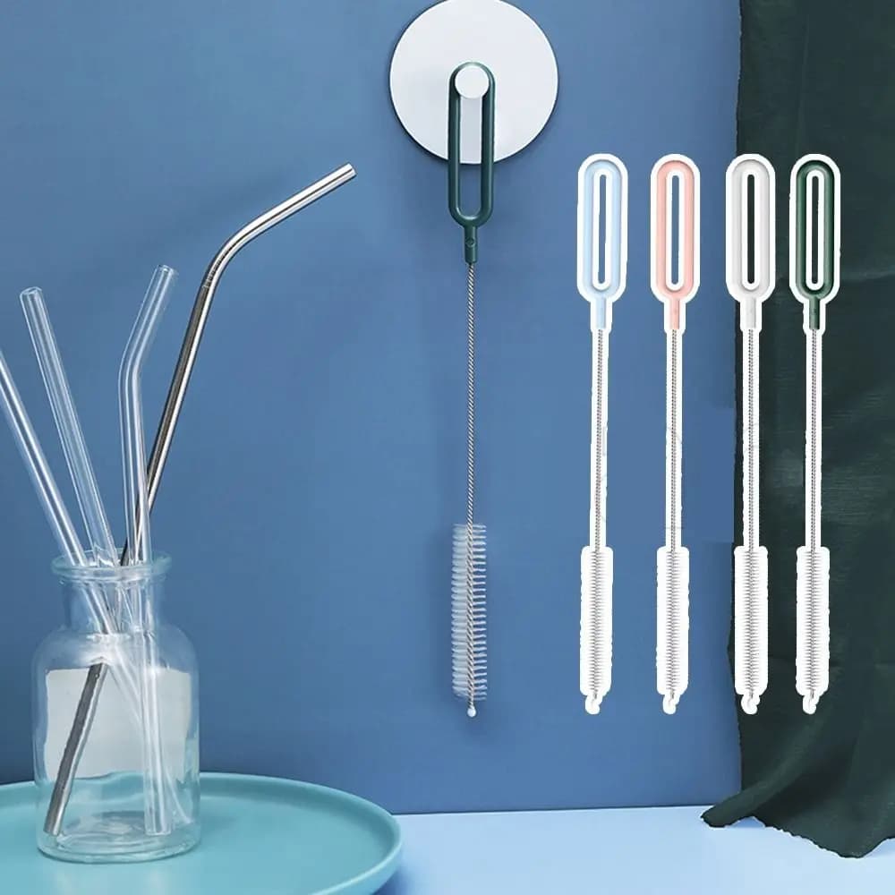 Stainless Steel Nylon Brushes Reusable Detergent for Bottle for Home Use with Long Handle Kitchen Gadget Brush for Clown Cleaning