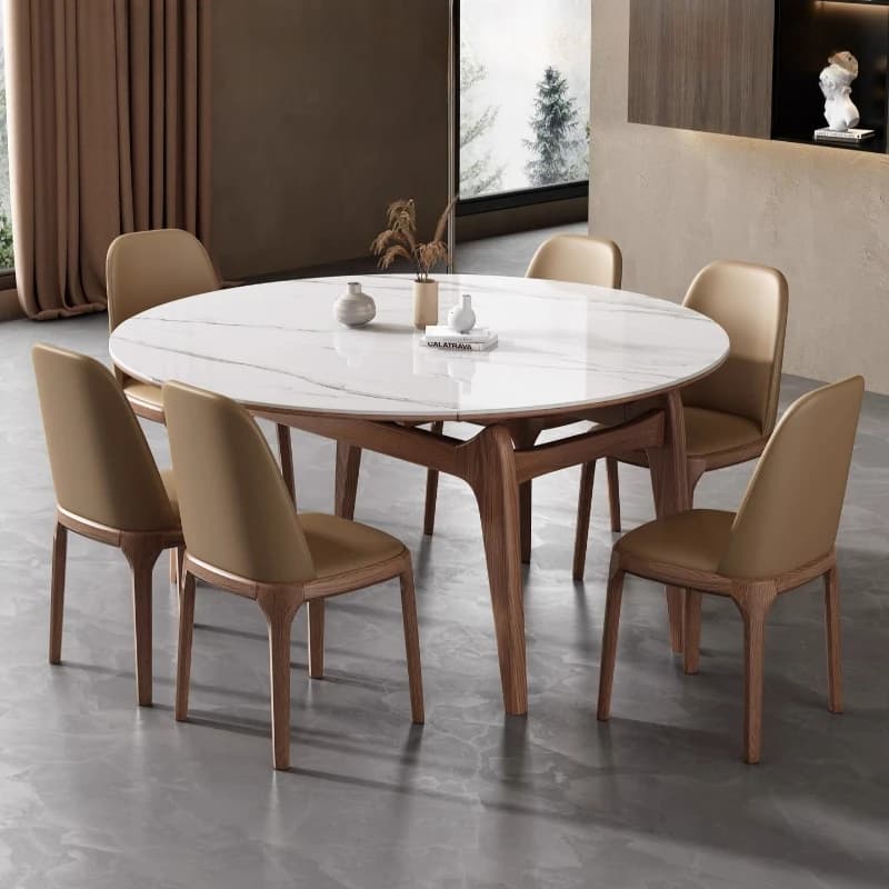 Gambe a forma di orecchie di gatto Desktop espandibile a doppio scopo di tipo estensione con set di tavoli da pranzo con binario di guida in legno massello su entrambi i lati