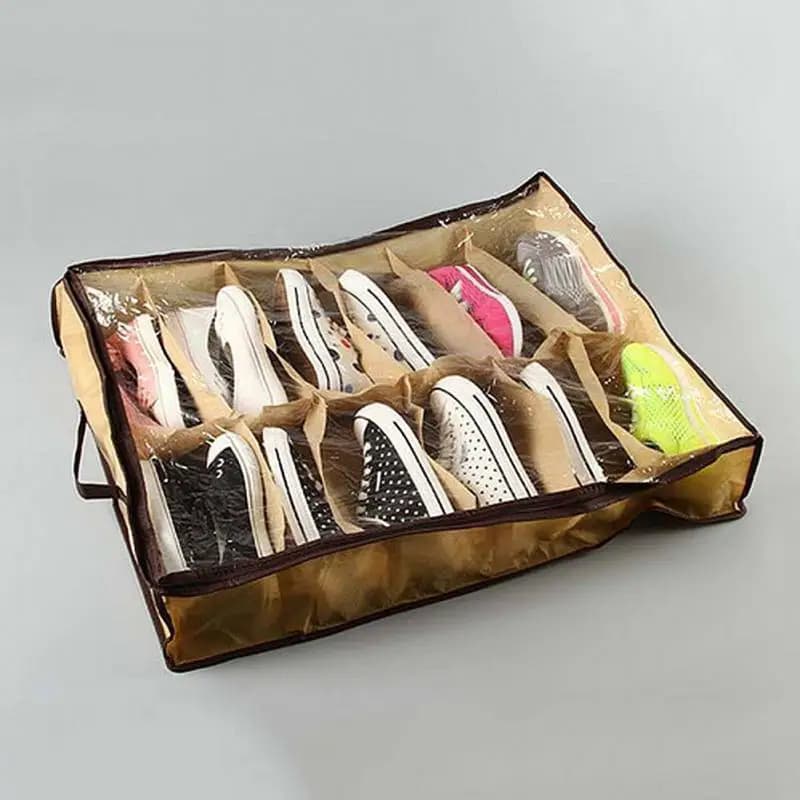 1PC Scarpe Borsa Scarpe Tidy Sotto Il Letto Storage Storer Scatole di Immagazzinaggio12 paia/borsa Zip Box Scarpe Borsa Non Tessuto Scatola di Stoccaggio scarpe borsa