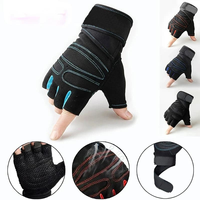 1 pair of cycling gloves and hiking for men and women, shock resistant, for fitness, weight lifting, anti-slip gloves for wrist protection
