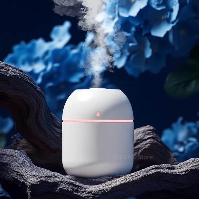 Umidificatore USB con atomizzatore, diffusore di oli essenziali, silenzioso, 220 ml, con luce notturna, per auto e camera da letto, spruzzatore a nebulizzazione fredda.