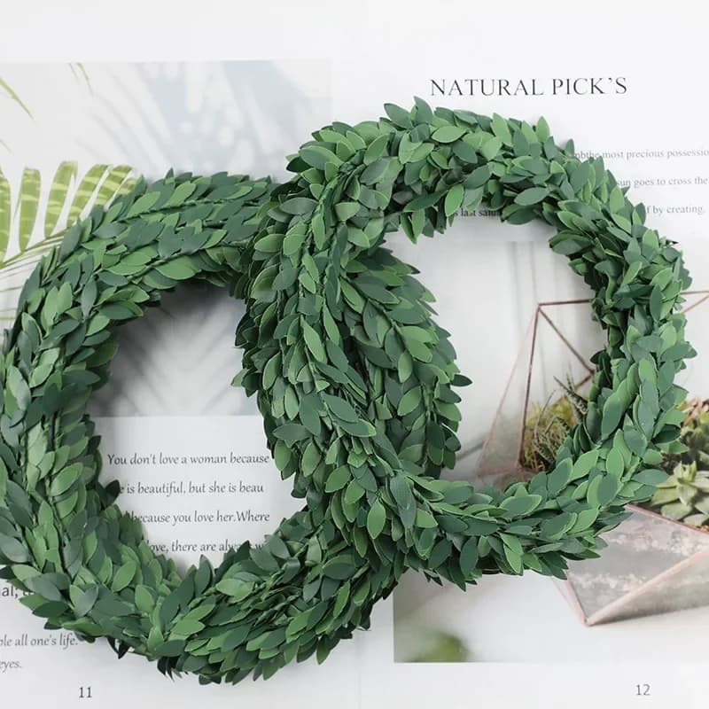 7 meters iron wire leaf green screw wedding flowers decorative garlands christmas decoration for house artificial plants cheap