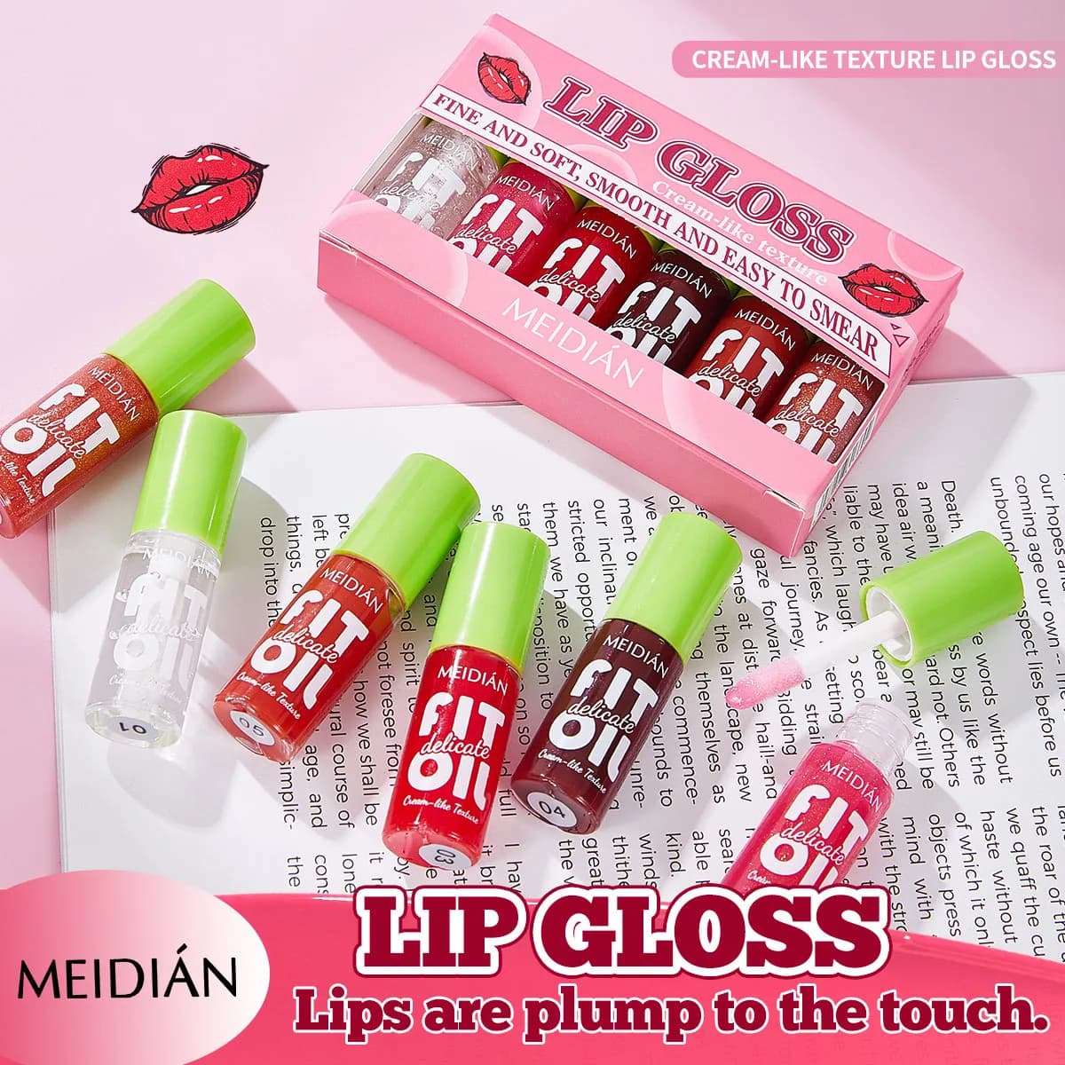 Lucidalabbra, a lunga tenuta, facile da applicare, rossetto idratante, lucido e non appiccicoso, confezione in gel, lucidalabbra, trucco