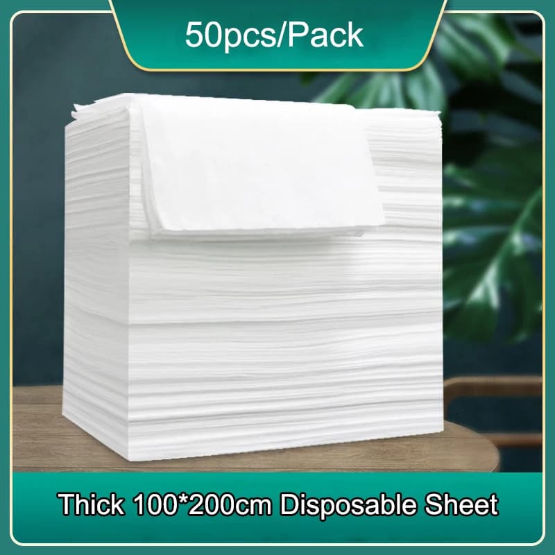 50pcs/pack Disposable Bed Sheets 100*200cm Thick Beauty Salon Spa Thin Sheet Non-woven Breathable Disposable Travel Hotel Sheets