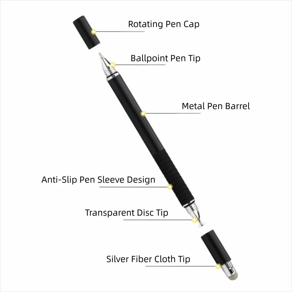 Nuova Penna Touch Screen in Metallo, Stilo Capacitivo 2 in 1 per Tablet, Penne per Disegno su Tablet