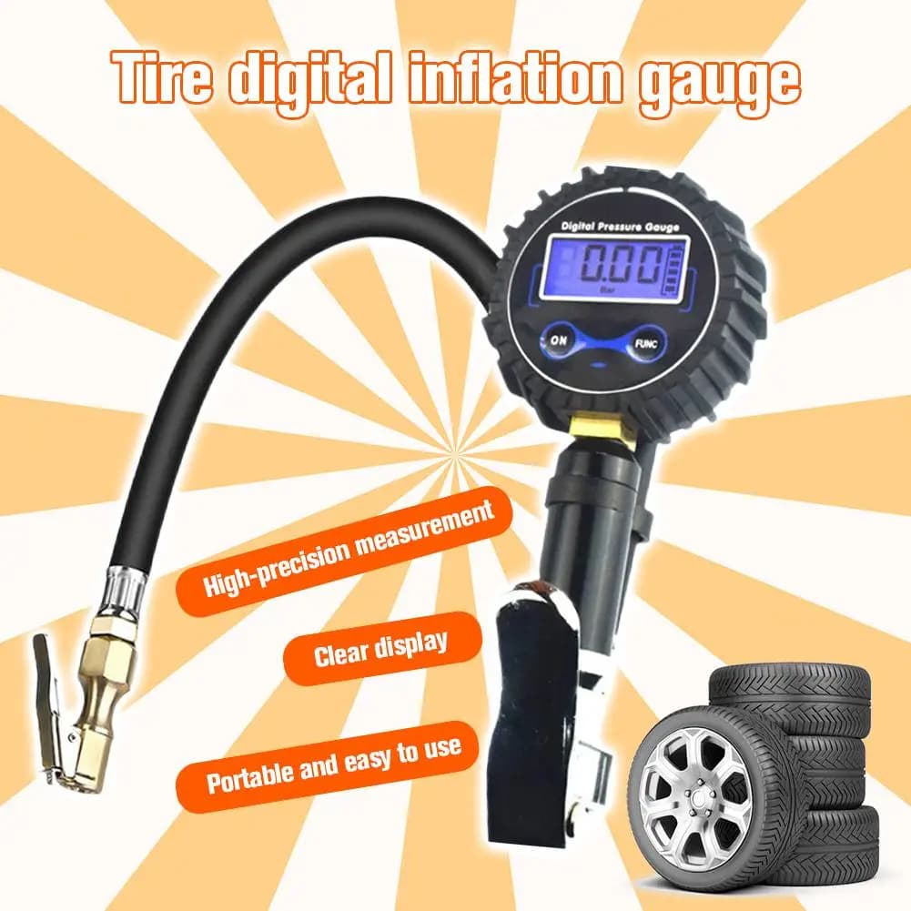 Contatore di pressione digitale Retroilluminazione LCD Accoppiatore a connessione rapida 3-250 PSI Gonfiatore per pneumatici Mandrino d'aria Accessori per compressori