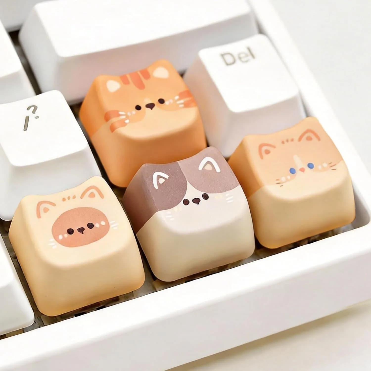 Keycaps 4 Tasti a Forma di Gatto Carino, Copritasti Personalizzati per Tastiera Meccanica MX, in Resina Fatti a Mano, Ricambio 1U per Tasti Esc, Del, Freccia
