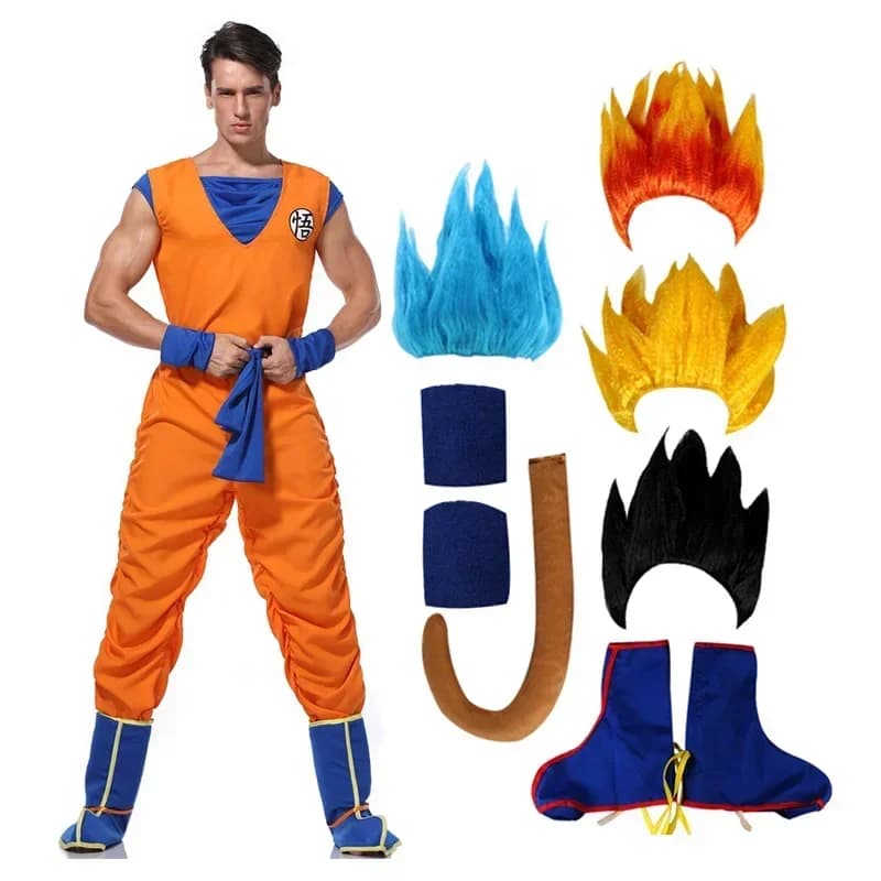 2026 Costume cosplay Goku Super Saiyan Cosplay Cosplay Uomini adulti Tute anime Costumi di carnevale di Halloween