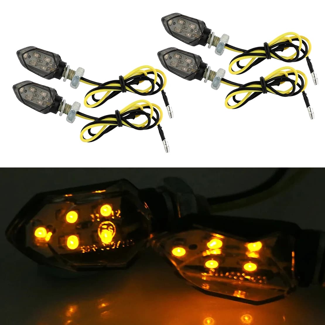 Universale 12V 4Pcs 5LED Nero Mini Indicatore di direzione per moto Indicatori di direzione per bici da strada Dirt Bike Doppie applicazioni sportive